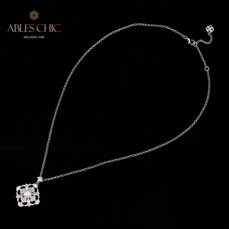Akoya Pearl Clover Necklace 6186