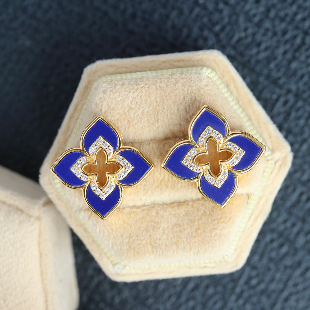 Lapis Clover Earrings 6201