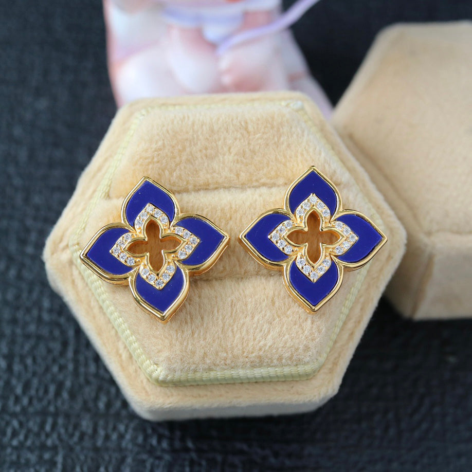 Lapis Clover Earrings 6201