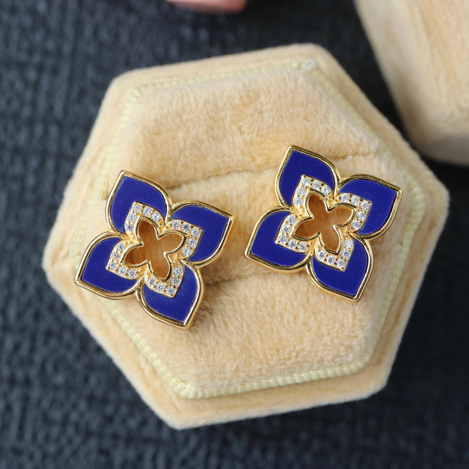 Lapis Clover Earrings 6201