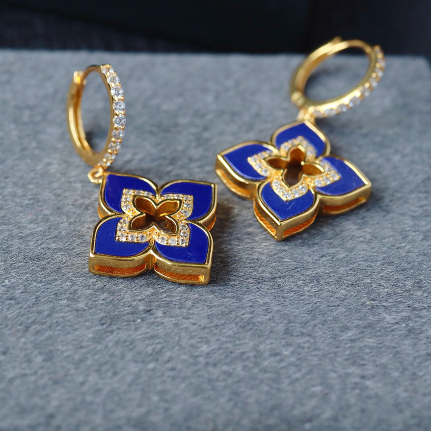 Blue Clover Drop Earrings 6202