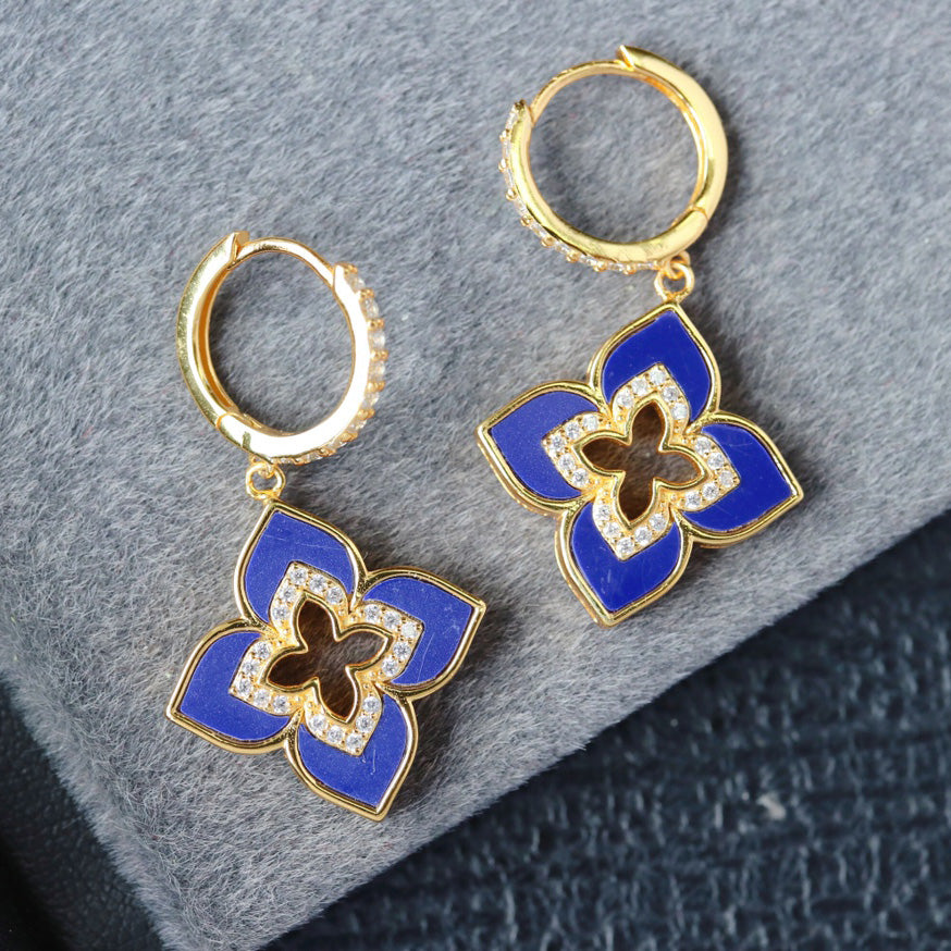 Blue Clover Drop Earrings 6202