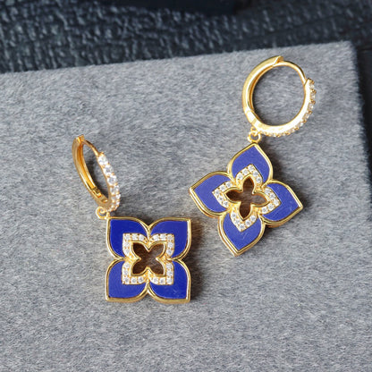 Blue Clover Drop Earrings 6202