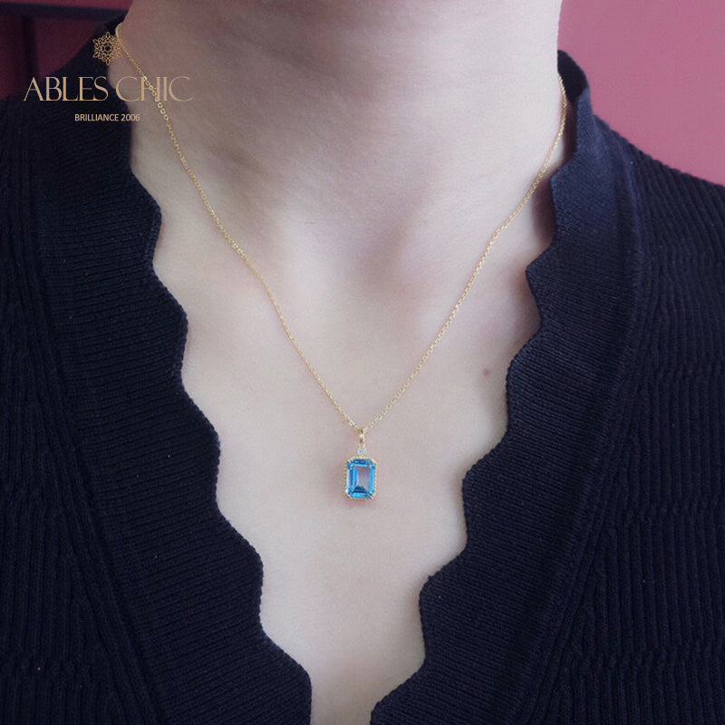 Emerald Cut Topaz Pendant 6205