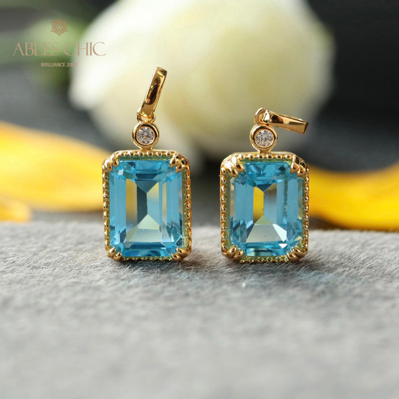 Emerald Cut Topaz Pendant 6205