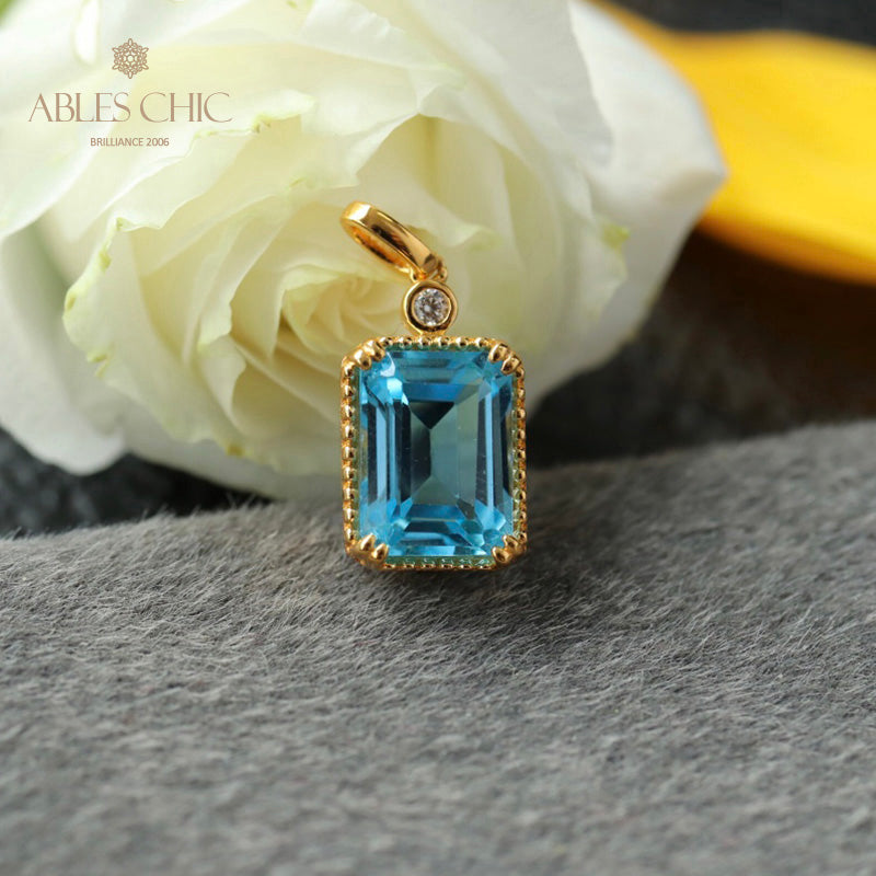 Emerald Cut Topaz Pendant 6205