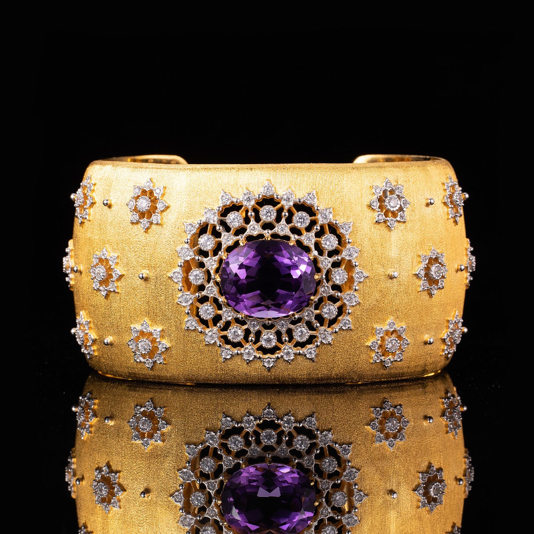 Natural Amethyst Floral Bracelet 6206