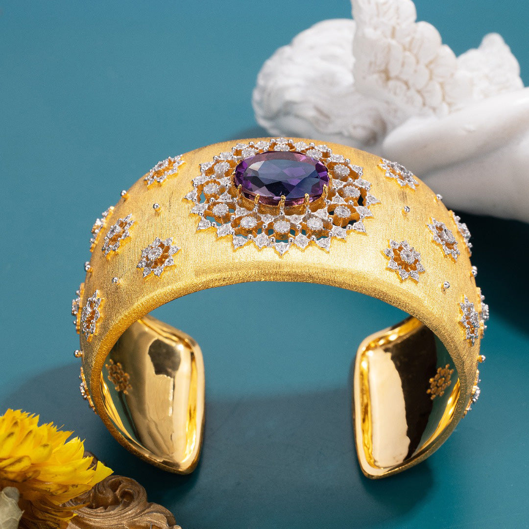 Natural Amethyst Floral Bracelet 6206