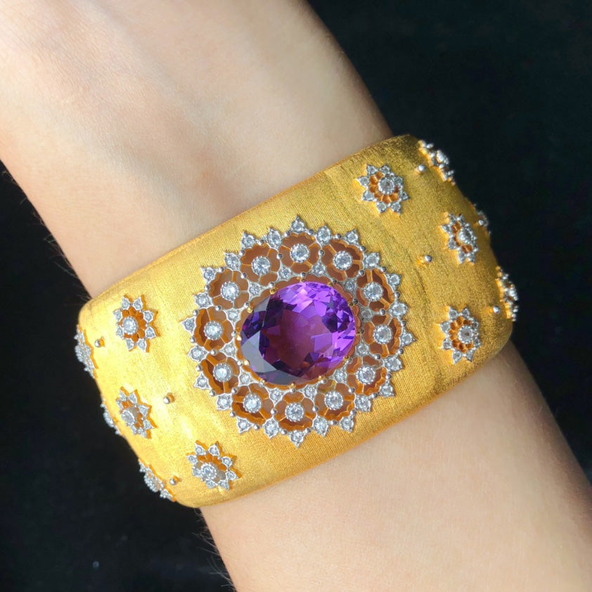 Natural Amethyst Floral Bracelet 6206