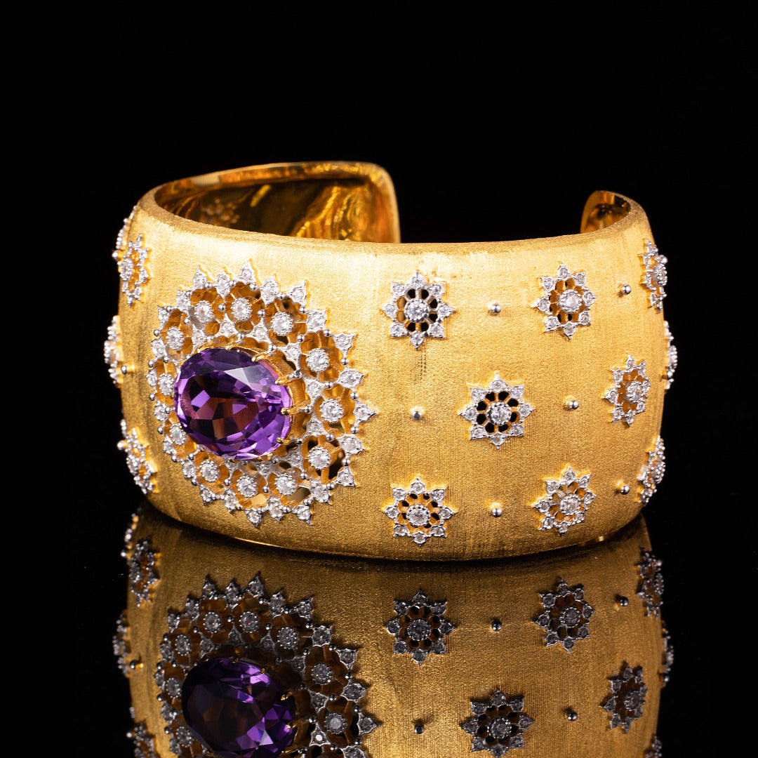 Natural Amethyst Floral Bracelet 6206