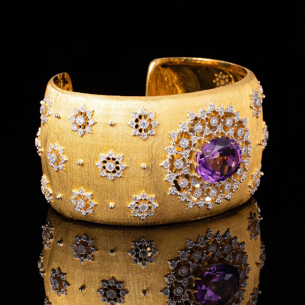 Natural Amethyst Floral Bracelet 6206