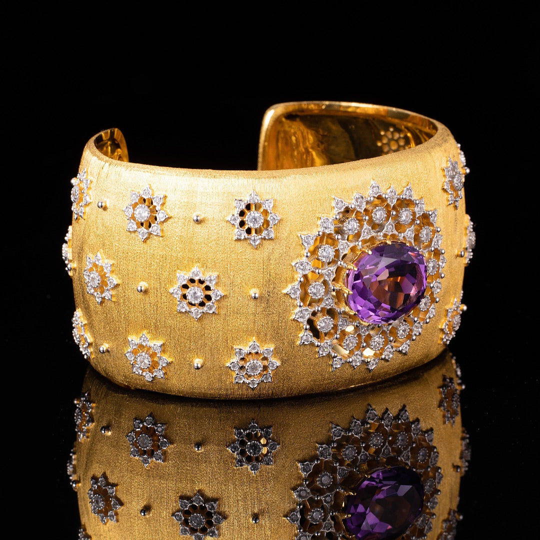 Natural Amethyst Floral Bracelet 6206