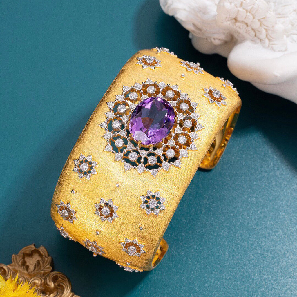 Natural Amethyst Floral Bracelet 6206