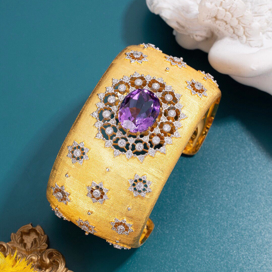 Natural Amethyst Floral Bracelet 6206