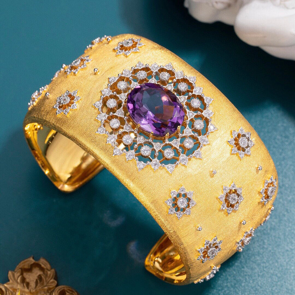 Natural Amethyst Floral Bracelet 6206