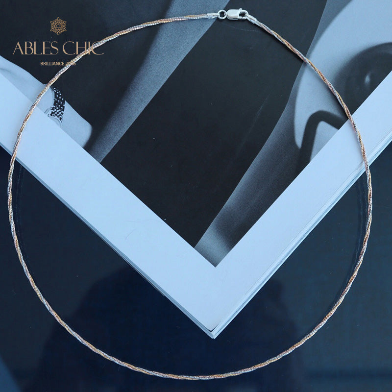 Tri-tone Braided Necklace 6212