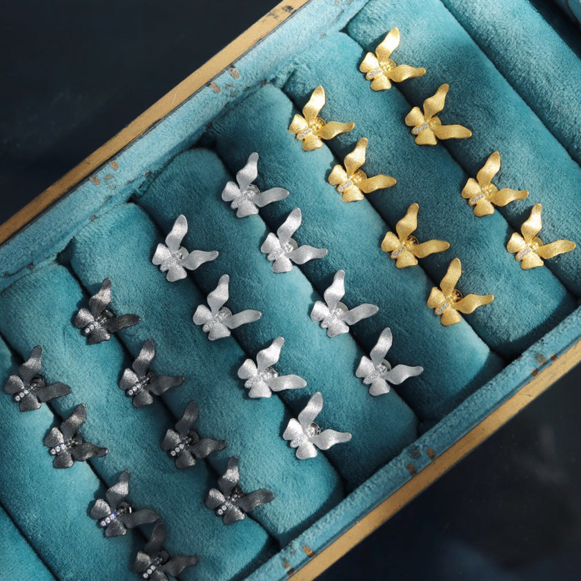 Fabric Element Butterfly Earrings 6237