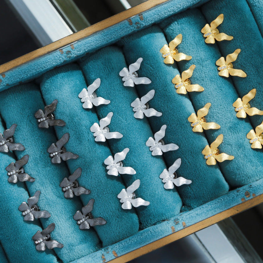 Fabric Element Butterfly Earrings 6237