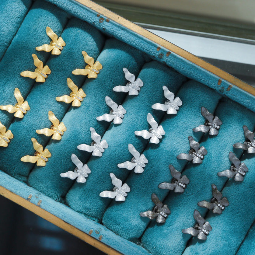 Fabric Element Butterfly Earrings 6237