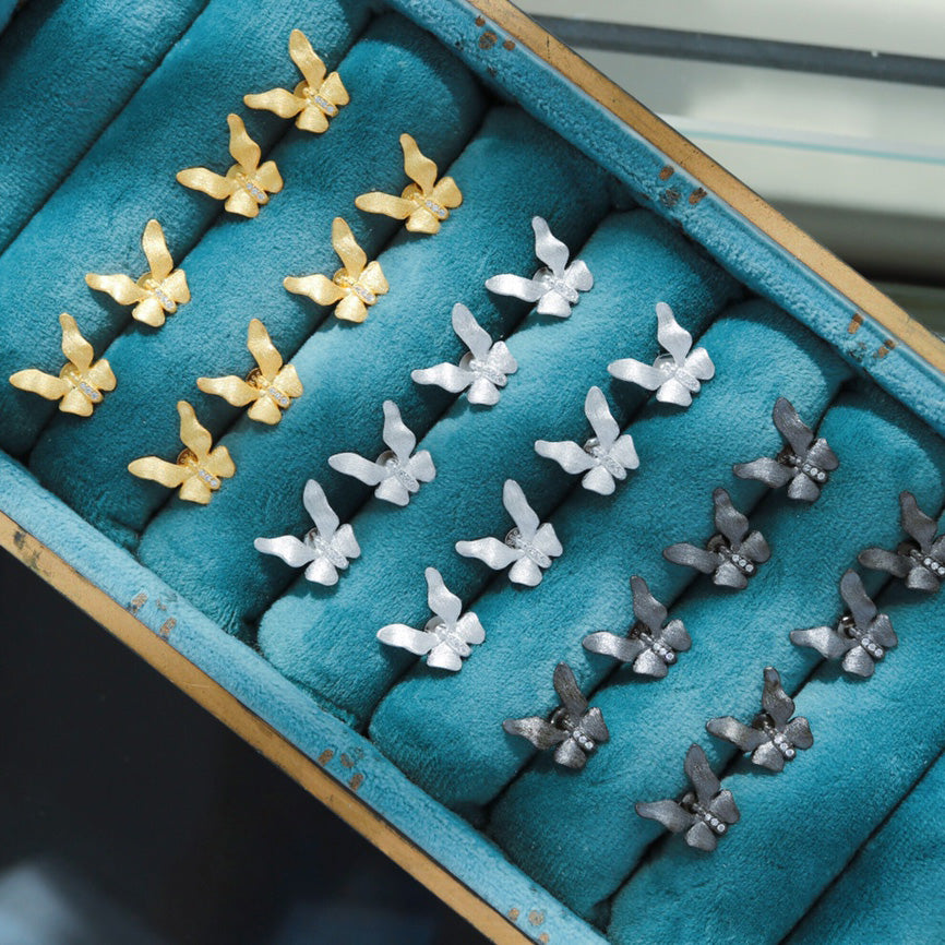 Fabric Element Butterfly Earrings 6237