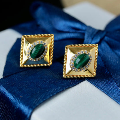 Malachite Rhombus Earrings 6280