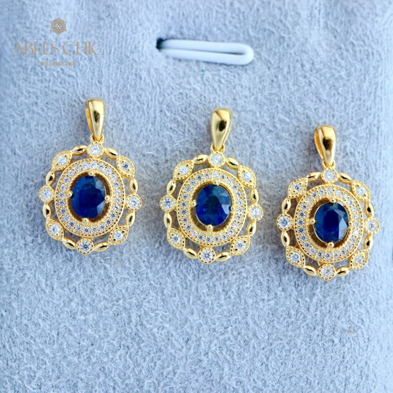 Halo Floral Sapphire Pendant 6285