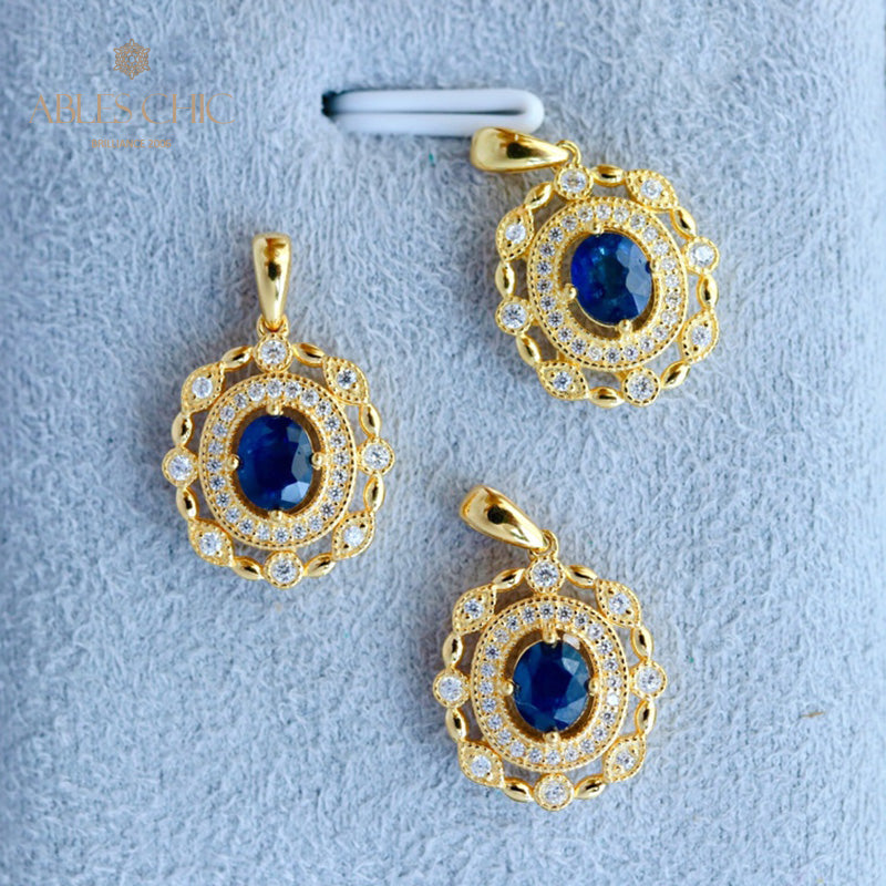 Halo Floral Sapphire Pendant 6285