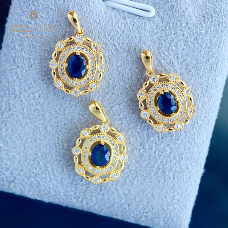 Halo Floral Sapphire Pendant 6285