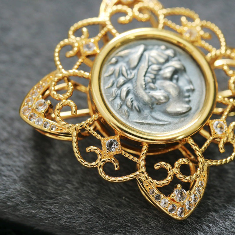 Hercules Coin Filigree Pendant 6292