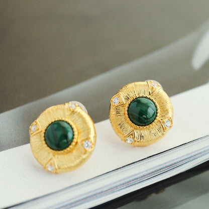 Boucles d'oreilles soyeuses malachite 6293