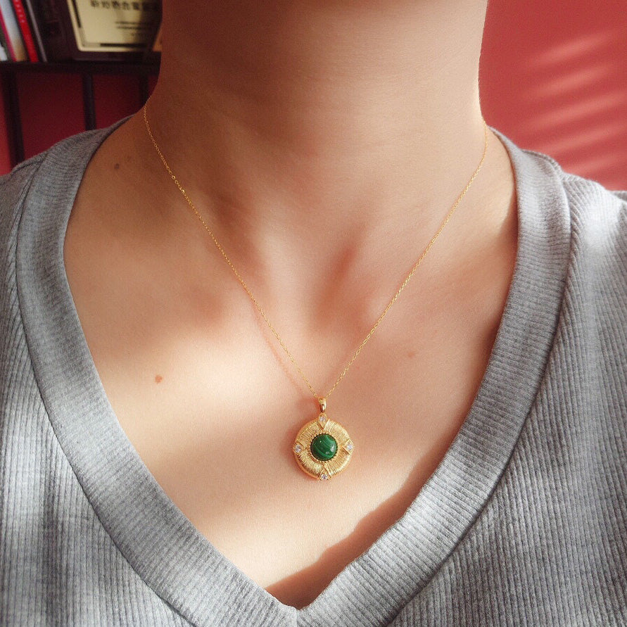 Natural Malachite Silky Pendant 6294