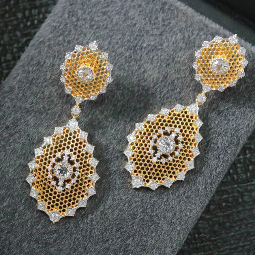 Honeycomb Floral Topaz Earrings 6297