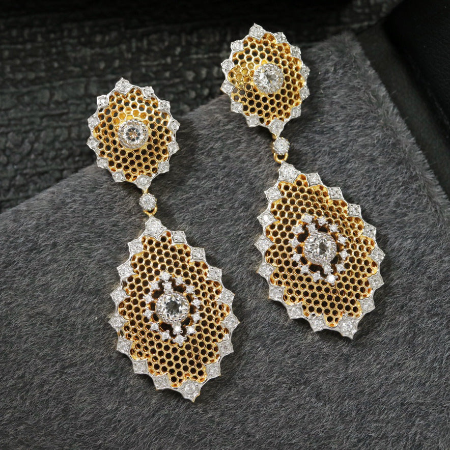 Honeycomb Floral Topaz Earrings 6297