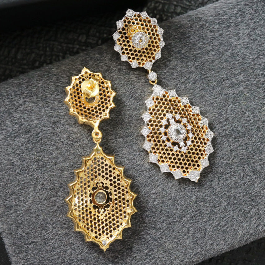 Honeycomb Floral Topaz Earrings 6297