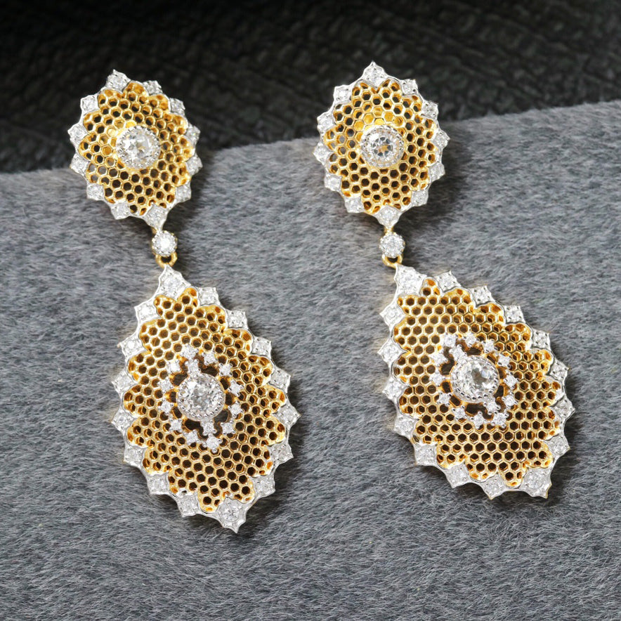 Honeycomb Floral Topaz Earrings 6297