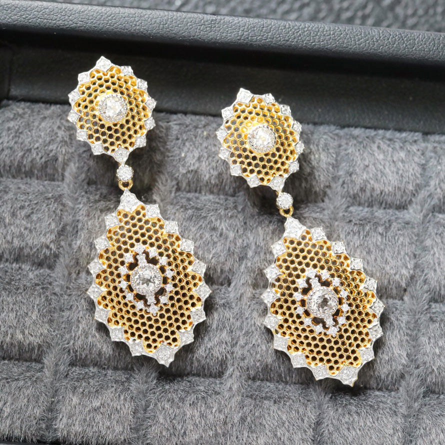 Honeycomb Floral Topaz Earrings 6297