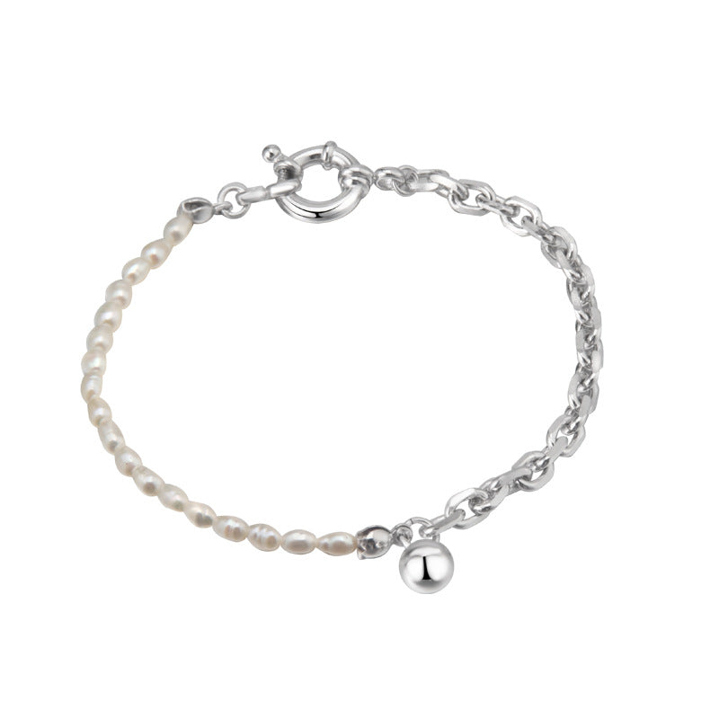 Thick Cable Chain Pearls Bracelet B1004