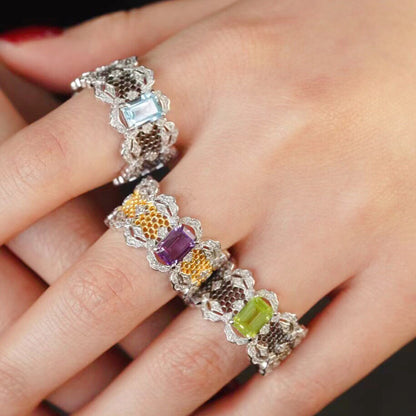 Natural Gemstone Lace Ring 6305