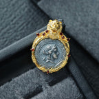 Lion Frame Roman Coin Pendant 6339