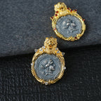 Lion Frame Roman Coin Pendant 6339