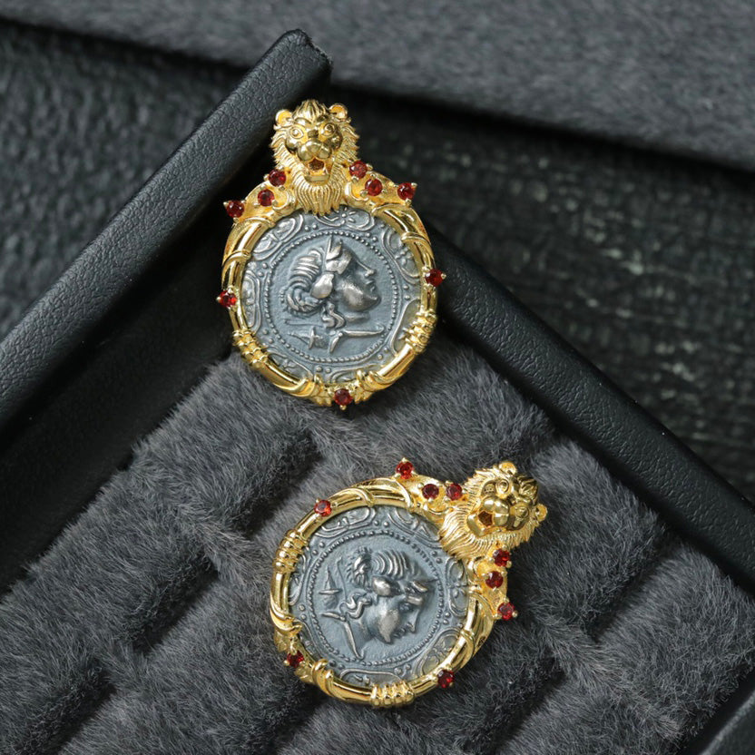 Lion Frame Roman Coin Pendant 6339