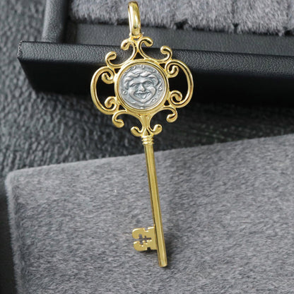 Pendentif clé en filigrane de pièce de monnaie romaine 6340