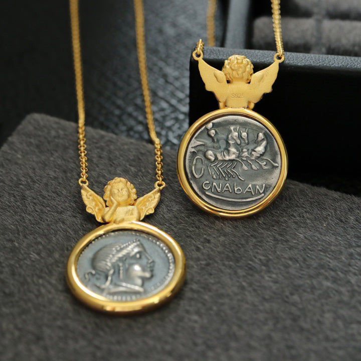 Greek Coin Angel Pendant 6352