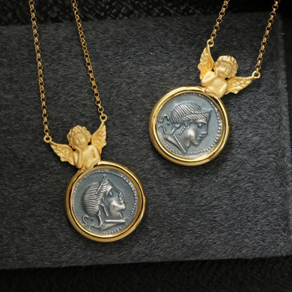 Greek Coin Angel Pendant 6352