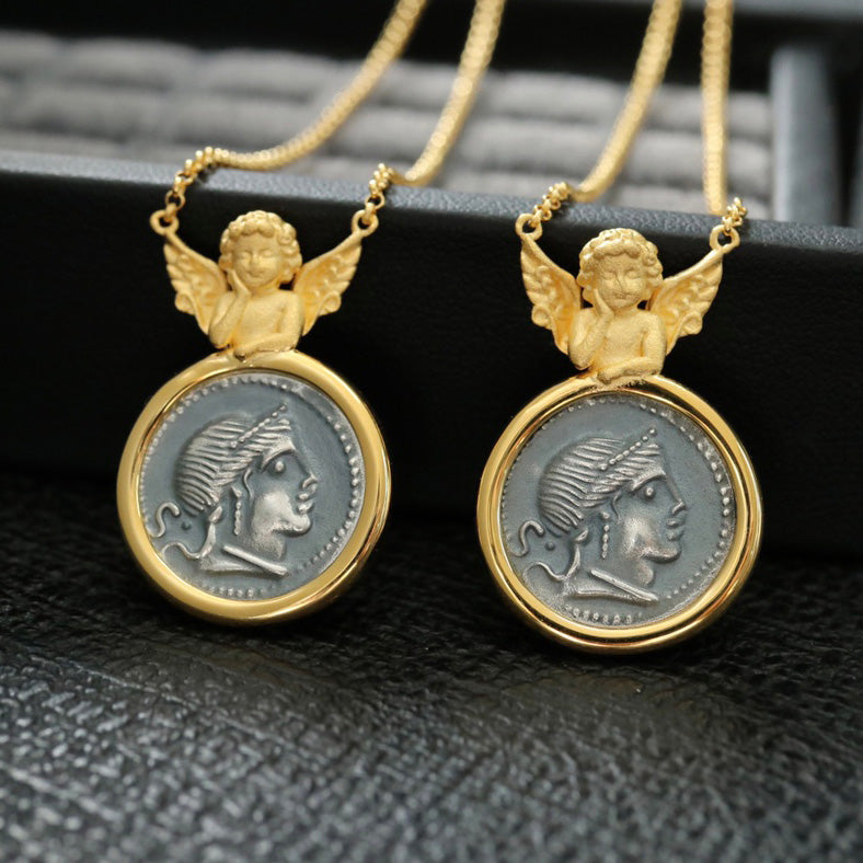 Greek Coin Angel Pendant 6352