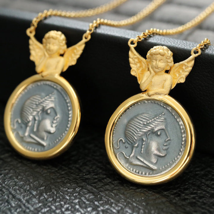Greek Coin Angel Pendant 6352