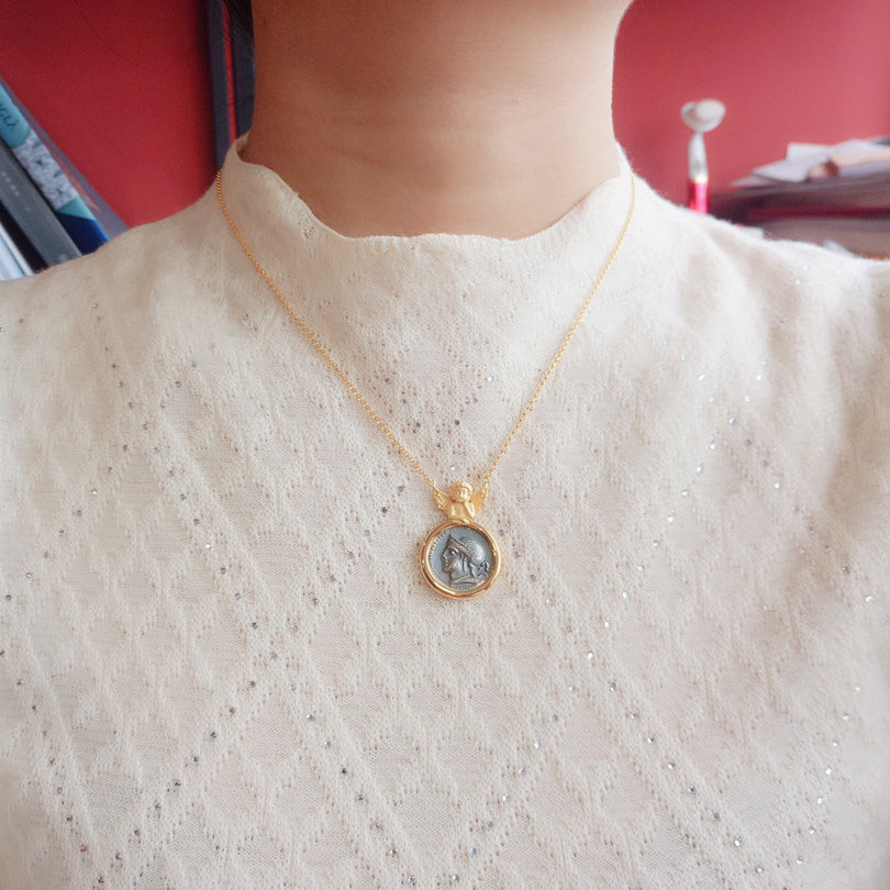 Greek Coin Angel Pendant 6352