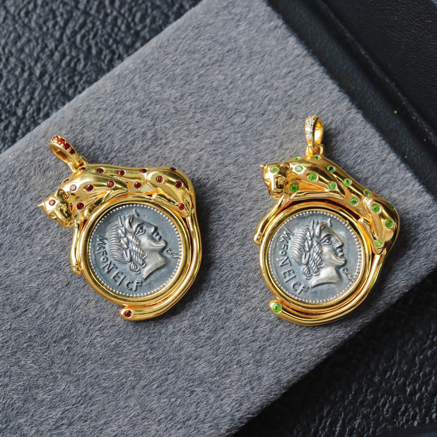 Roman Coin Leopard Pendant 6353