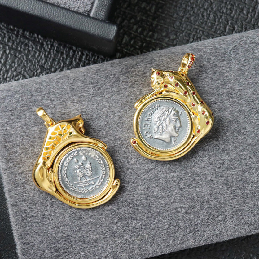 Roman Coin Leopard Pendant 6353