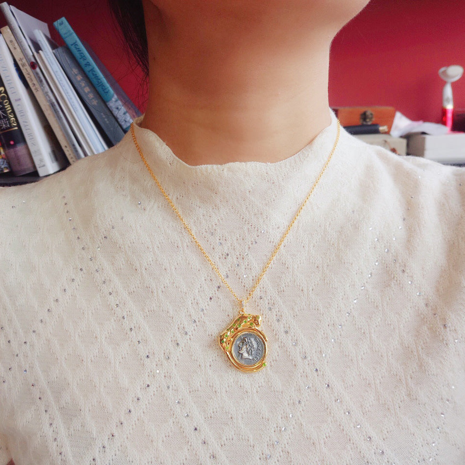 Roman Coin Leopard Pendant 6353